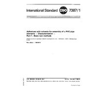 ISO 7387-1:1983, Adhesives with solvents for assembly of PVC-U pipe elements -- Characterization -- Part 1: Basic test methods