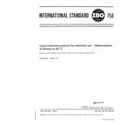 ISO 758:1976, Liquid chemical products for industrial use -- Determination of density at 20 degrees C