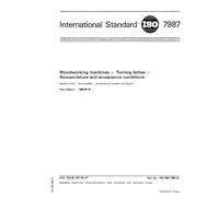 ISO 7987:1985, Woodworking machines -- Turning lathes -- Nomenclature and acceptance conditions