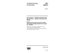 ISO 9809-2:2000, Gas cylinders -- Refillable seamless steel gas cylinders -- Design, construction and testing -- Part 2: Quenched and tempered steel ... strength greater than or equal to 1 100 MPa