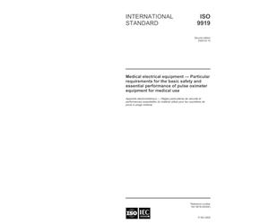 ISO 9919:2005, Medical electrical equipment - Particular requirements for the basic safety and essential performance of pulse oximeter equipment for medical use