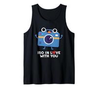 ISO enamorado de ti divertido juego de palabras de cámara Camiseta sin Mangas