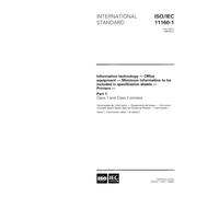 ISO/IEC 11160-1:1996, Information technology - Office equipment - Minimum information to be included in specification sheets - Printers - Part 1: Class 1 and Class 2 printers