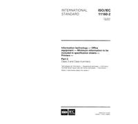 ISO/IEC 11160-2:1996, Information technology - Office equipment - Minimum information to be included in specification sheets - Printers - Part 2: Class 3 and Class 4 printers