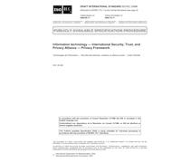 ISO/IEC DIS 20886, Information technology - International Security, Trust, and Privacy Alliance - Privacy Framework