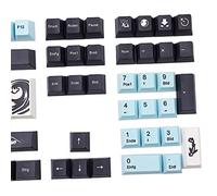 Iso Layout Keycap Set 134 Key Cherry Profile PBT 5 páginas Sublimación Keycaps para 61/87/104/108 teclas Teclado mecánico PBT Keycaps azul y negro para teclado mecánico Cherry Profile Altura