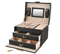 ISO TRADE- Casket Jewelry Case Lockable Key Lock Beige Black Pink Elegant Smart 6347 Joyería y Maquillaje, Multicolor (6348)