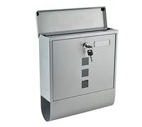 Iso Trade Letterbox Wall Mounted Outdoor Post Box Mailbox with Cover - Silver Weather Resistant Slim Line & Lockable with Newspaper Slot 1187 marca
