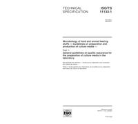 ISO/TS 11133-1:2000, Microbiology of food and animal feeding stuffs - Guidelines on preparation and production of culture media - Part 1: General ... of culture media in the laboratory