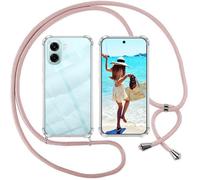 ISOI Funda con Cuerda para OppoA6 / A6x / A6k 4G / 5G, Carcasa Transparente TPU Suave Silicona Case con Correa Colgante Ajustable Collar Correa de Cuello Cadena Cordón, Rosado