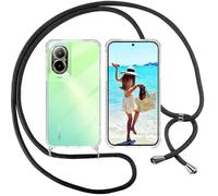 ISOI Funda con Cuerda para Realme C67 4G, Carcasa Transparente TPU Suave Silicona Case con Correa Colgante Ajustable Collar Correa de Cuello Cadena Cordón, Negro