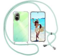 ISOI Funda con Cuerda para Realme C67 4G, Carcasa Transparente TPU Suave Silicona Case con Correa Colgante Ajustable Collar Correa de Cuello Cadena Cordón, Verde