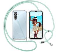 ISOI Funda con Cuerda para Samsung Galaxy A17 4G/Samsung Galaxy A17 5G, Carcasa Transparente TPU Suave Silicona Case con Correa Colgante Ajustable Collar Correa de Cuello Cadena Cordón, Verde