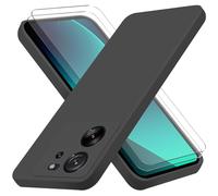 ISOI Funda para Xiaomi 13T / Xiaomi 13T Pro + [2 Pack] Protector Pantalla, Carcasa de Silicona Líquida Gel Ultra Suave Funda con tapete de Microfibra Anti-Rasguño - Negro