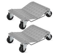 ISOISL 2 ayudas para maniobrar el coche, 500 kg por plataforma, superficie de acero antideslizante, ruedas giratorias de 360° con frenos, gato hidráulico para coches, camiones, plataformas de