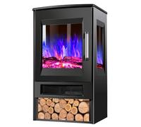 ISOISL Chimenea eléctrica con calefacción, estufa eléctrica de 900/1800 W | Chimenea panorámica de 3 lados, 8 colores de llama, termostato, aplicación WiFi y mando a distancia, temporizador para salón