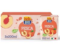 ISOLA BIO - Pack de 3 Unidades de 200 ml de Zumo Ecológico de Melocotón - Libre de Gluten - Apto para Veganos - Sin Lactosa Ni Huevo - Endulzado con Sirope de Agave