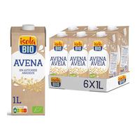 Isola Bio - Pack de 6 Unidades de 1 L de Bebida Ecológica Vegetal de Avena - Sin Gluten, Sin Azúcares Añadidos y Sin Lactosa - Apto para Veganos - Ideal para Tomar Sola, con Café o en Batidos