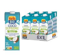 Isola Bio - Pack de 6 Unidades de 1 L de Bebida Ecológica Vegetal de Coco Supreme - Sin Azúcar Añadido y Libre de Gluten - Apto para Veganos - Ideal para Tomar Sola, con Café o en Batidos