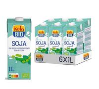 Isola Bio - Pack de 6 Unidades de 1 L de Bebida Ecológica Vegetal de Soja - Sin Azúcar Añadido y Libre de Gluten - Apto para Veganos - Ideal para Tomar Sola, con Café o en Batidos