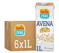 ISOLA PLUS Pack de 6 Unidades de 1 L de Bebida Vegetal de Avena sin Gluten, sin Azúcares Añadidos y Sin Lactosa, Apto para Veganos, Optima para Tomar Sola, con Café o en Batidos
