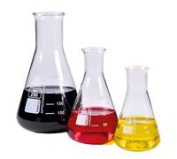 ISOLAB USA - Juego de matraz Erlenmeyer de vidrio (transparente - vidrio - cuello estrecho) - 3 tamaños - 50 ml, 100 ml y 250 ml (50/150/250 ML, vidrio de borosilicato, 3)