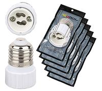 ISOLATECH 5pcs casquillo adaptador E27 para portalámparas GU10 LED convertidor para bombillas de bajo consumo (max. 250V/2A) bombillas baño cocina base cerámica resistente al calor