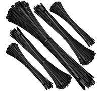 ISOLATECH bridas negras resistentes a los rayos uv grandes pequeñas largas planas Juego 100 unidades 20 unidades de cada: 100mm x 2.5mm, 160mm x 2.5mm, 200mm x 3.6mm, 300mm x 3.6mm, 450mm x 7.6mm