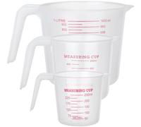 ISOLATECH Juego de vasos medidores de plástico, 250 ml, 500 ml, 1 l, con varias escalas, resistentes al calor, transparentes, blancas, para hornear y productos químicos