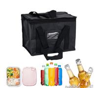 Isolierte Lebensmittel-Liefertasche - Große Oxford-Gewebe Tasche mit Aluminiumfolie - Für warme Pizzen und kalte Speisen - Schwarze Catering-Tåsche mits Vordertasche Füà gewerblichen Einsatz