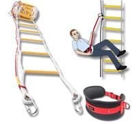 ISOP Escalera Cuerda de Emergencia 10m | Escalera de Seguridad contra Incendios para hogares de 3 a 4 Pisos | Escalera de Escape Resistente a Las Llamas con Mosquetones y Cinturón