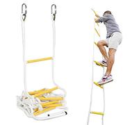 ISOP Escalera de Cuerda de Emergencia contra Incendios de 4 m (13 pies) Escalera de Cuerda de Seguridad Resistente a Las Llamas con Mosquetones - Rápida Implementación y Fácil de Usar