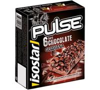 Isostar Barritas Pulse, Barritas de chocolate con leche energéticas con hidratos de carbono de utilización rápida y progresiva, guaraná y alto contenido en vitaminas, 6x23g