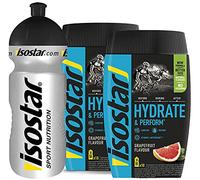 Isostar Hydrate & Perform Iso Drink - 400 g de bebida isotónica en polvo - polvo de electrolitos para apoyar el rendimiento deportivo - 2 x pomelo + botella de 0.5 litros