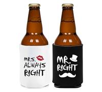 Isoterma Canasta - 1 Par Mr And Mrs Neopreno Cerveza Can Cooler Sleeves, Protector Antideslizante | Fundas Bebidas Botellas Vidrio Para Picnic Camping Boda Regalo Parejas Novios Soda