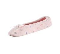 isotoner Bordado Terry Ballerina Slippers, Mule Mujer, Lazo Suave Rosa, 37 EU