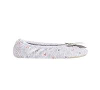 Isotoner Bordado Terry Ballerina Slippers, Sandalias Planas Mujer, Lazo Suave Gris Jaspeado, 39 EU