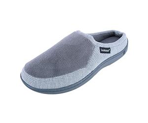 Isotoner Capucha para hombre Microterry y Waffle Travis Slip-on con zapatilla de espuma viscoelástica, Ash, 12/13 UK, gris, 45/46 EU