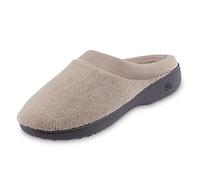 ISOTONER Chanclas de satén para mujer, acolchadas, con espuma viscoelástica, para mayor comodidad en interiores y exteriores, gris, 35.5/37 EU