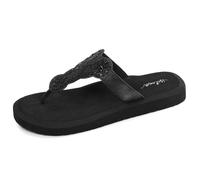 Isotoner Chanclas femeninas muy cómodas, parte superior sofisticada, Negro , 36 EU
