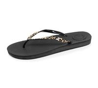 Isotoner Chanclas mujer suela cómoda y ligera, sandalia de playa, piscina, EU, Leopardo Negro, 37 EU
