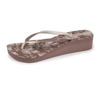 Isotoner Chanclas Mujer Verano con Estampado, Sandalias de Dedo con cuña de 4cm para la Piscina y Playa