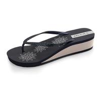 Isotoner Chanclas para mujer con tacón de 4 cm, cómodas y ligeras, EU, azul marino, 39 EU