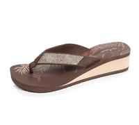 Isotoner Chanclas para mujer con tacón de 4 cm, cómodas y ligeras, EU, Dorado Marrón, 37 EU