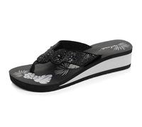 Isotoner Chanclas para mujer con tacón de 4 cm, cómodas y ligeras, EU, Negro, plateado, 39 EU