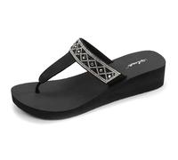 Isotoner - Chanclas para mujer con tacón de 4 cm ultra cómod, Negro , 37 EU