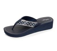 Isotoner - Chanclas para mujer con tacón de 4 cm, ultra cómodas, EU, azul marino, 40 EU