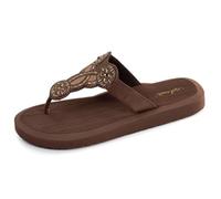 Isotoner Chanclas para mujer muy cómodas, parte superior sofisticada, marrón, 40 EU