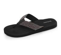 Isotoner Chanclas para mujer, parte superior esponjosa, Negro con lentejuelas, 39 EU