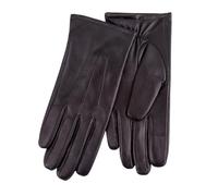 Isotoner Guante de cuero de tres puntos para mujer con SmarTouch, Negro, talla única